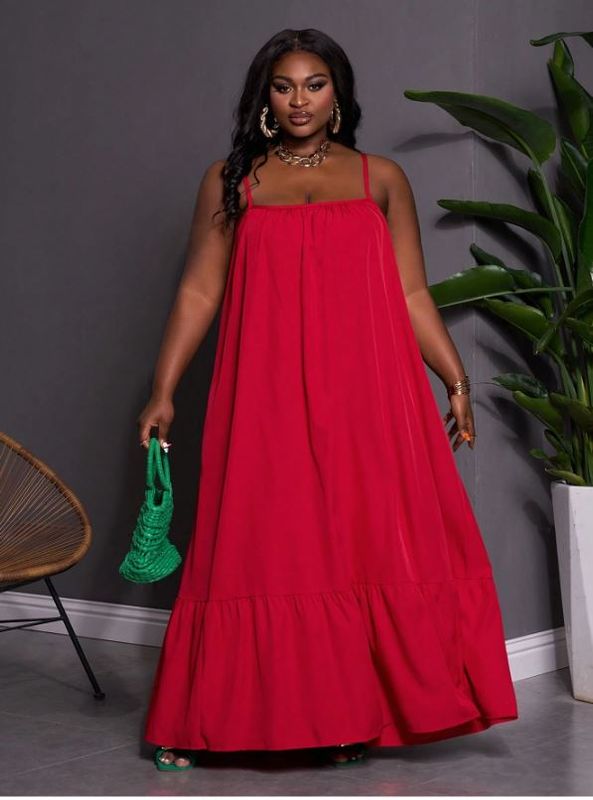 CURVE+ Ruffle Hem Backless Cami Long Dress