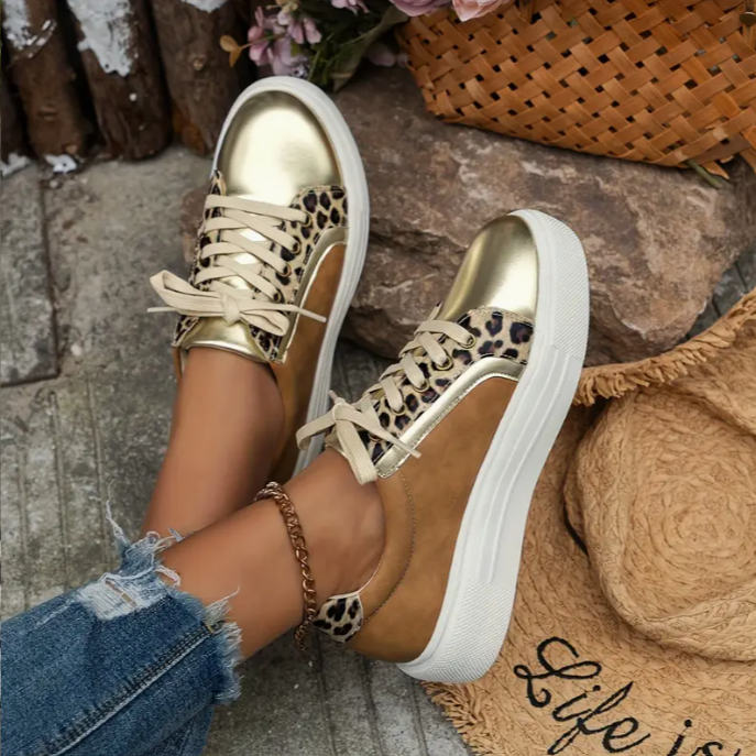 Leopard &amp; Gold Sneakers