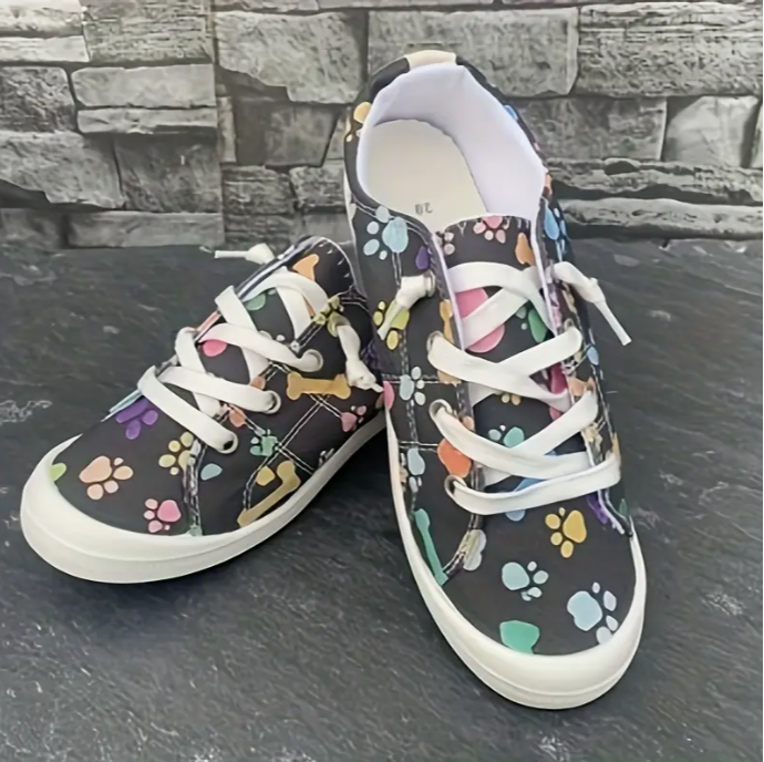 Paw Print Slip On Sneaker Black