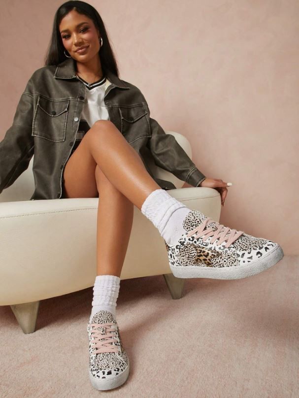 Animal Print Star Flat Sneaker