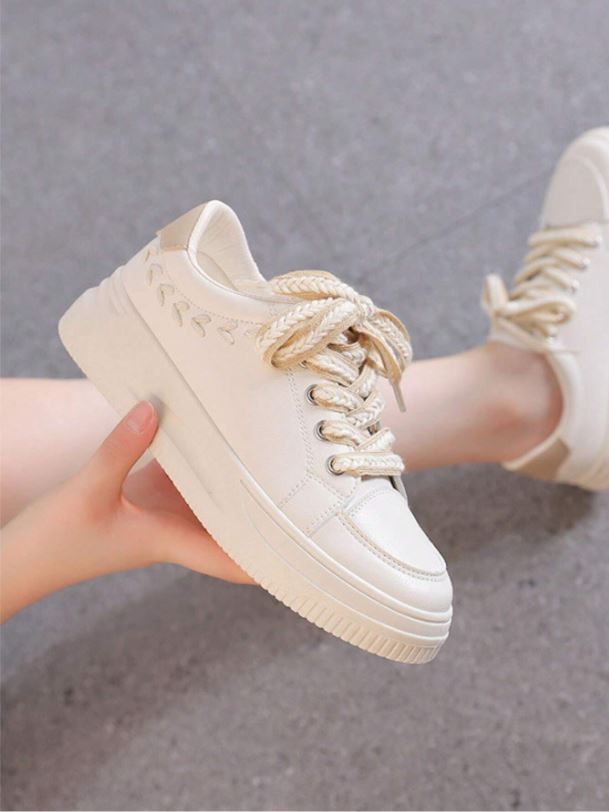 Heart Detail White Sneakers