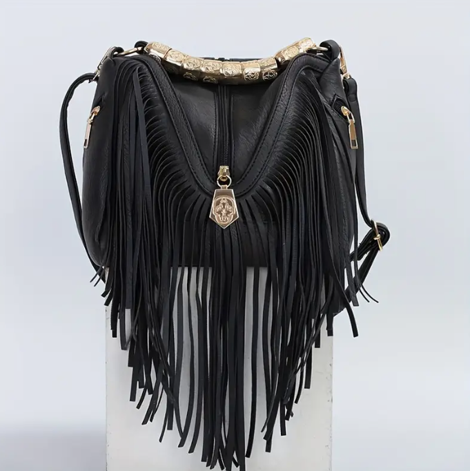 Western Style Shoulder Bag with Tassel Detail