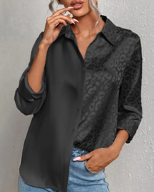 Leopard Print Button Up Blouse