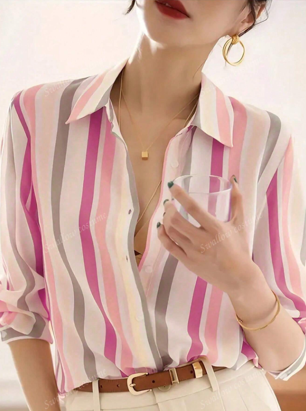 Long Sleeve Striped Blouse