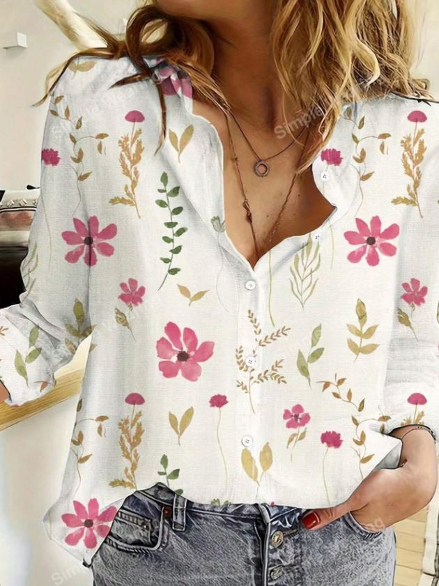 Floral Print Long Sleeve Blouse