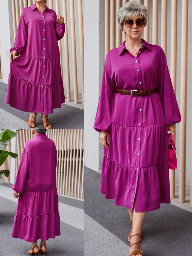 MIASPIRE Fuchsia Tiered Dress