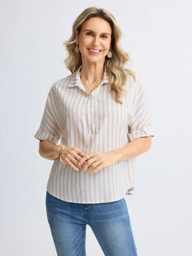 MIASPIRE Beige Striped Blouse