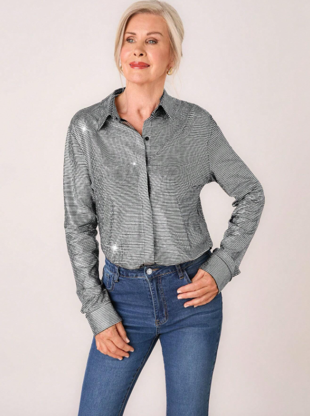 MIASPIRE Metal Tone Blouse