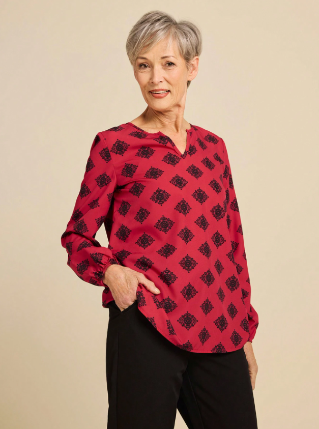 MIASPIRE Floral Print Long Sleeve Blouse