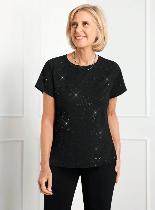 MIASPIRE Sequin Short Sleeve T-Shirt