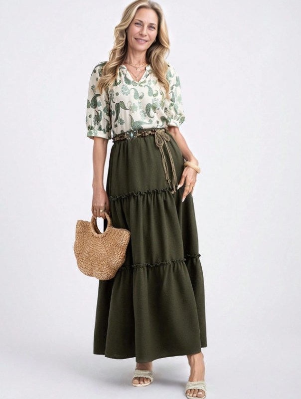MIASPIRE Ruffle Hem  A-Line Skirt