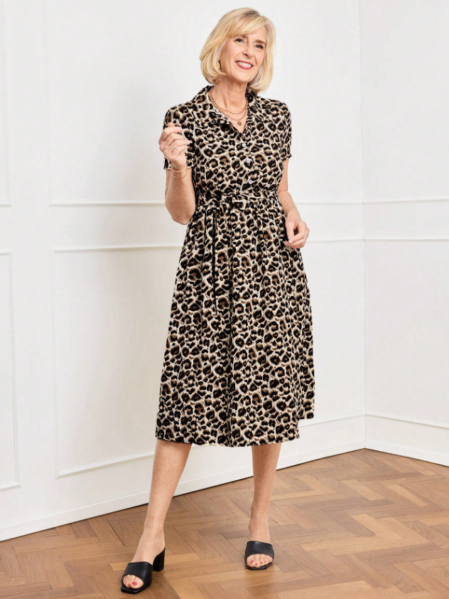MIASPIRE Leopard Print Midi Dress