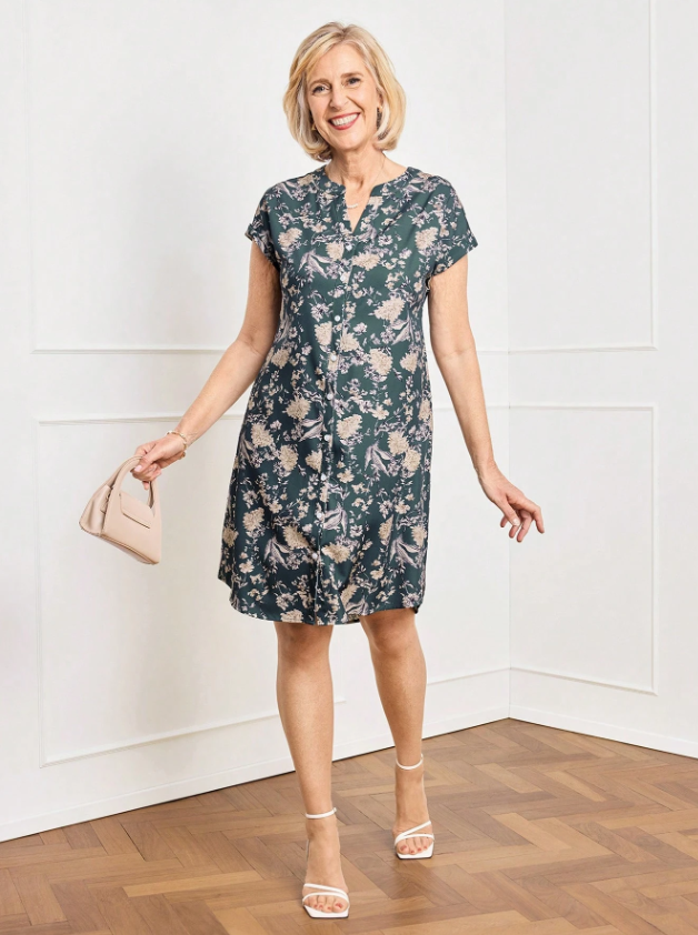 MIASPIRE Floral Print Shirt Dress