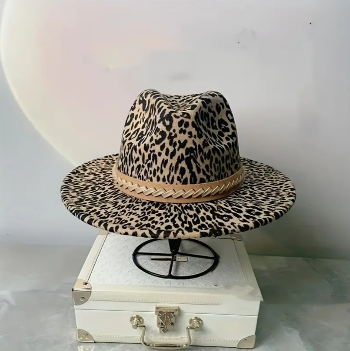 Classic Movie Style Leopard Print Soft Felt Hat - UNISEX