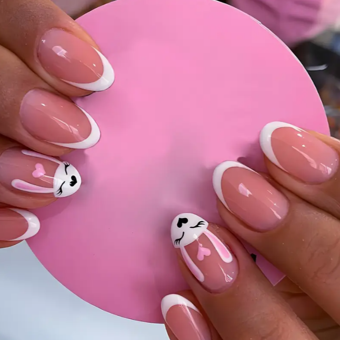 Easter French Pink Tip Press On Nails Set