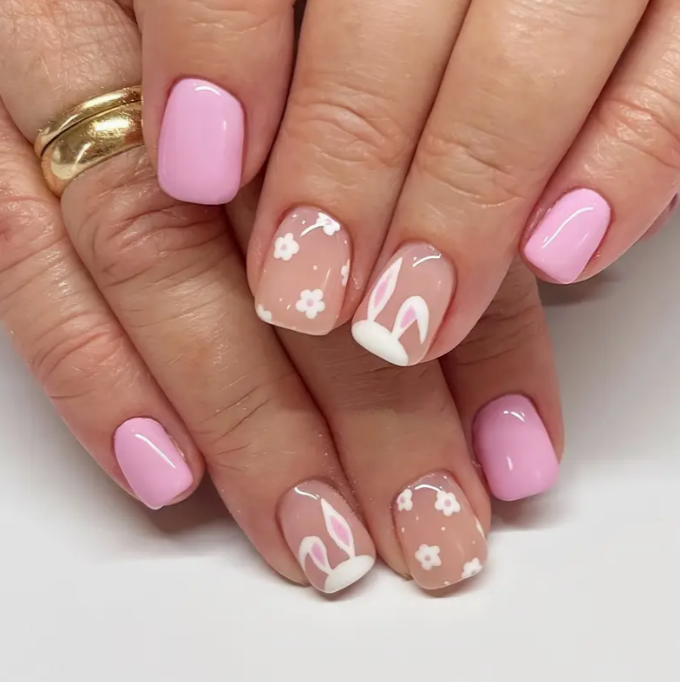 24pcs/Set Short Square Easter False Nails