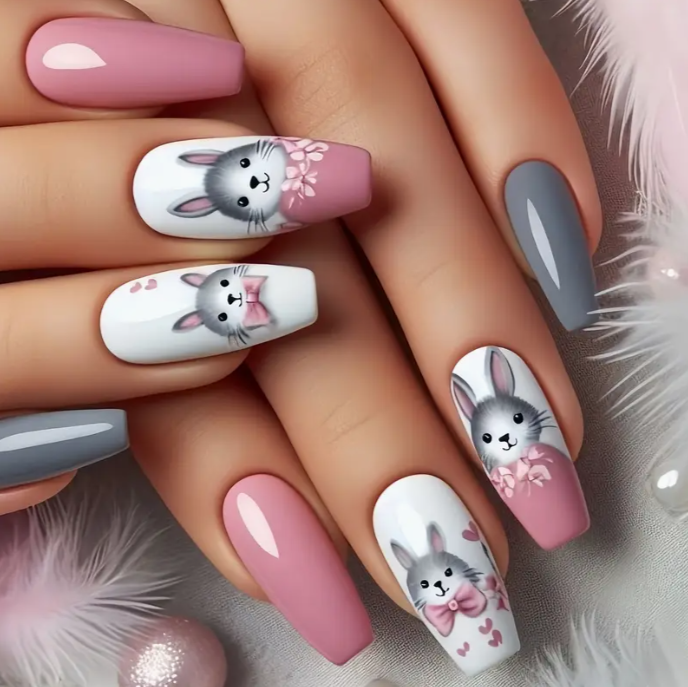 24pcs Cute Rabbit Ballet-Shaped Press-On Nails