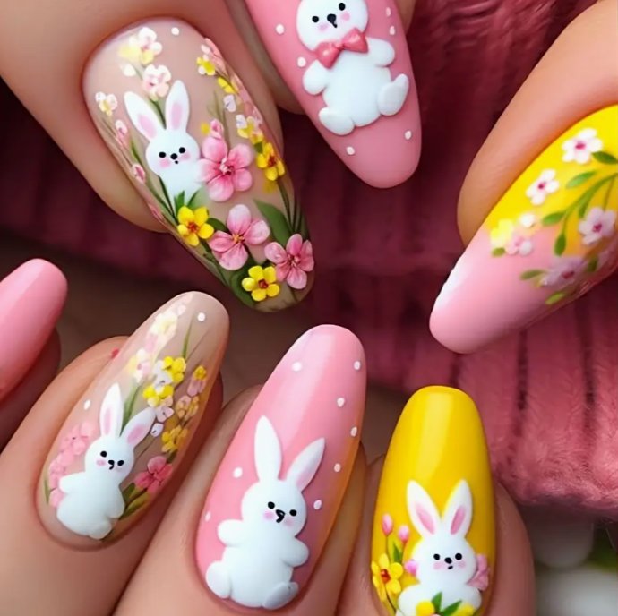 24pcs Easter-Themed Press-On Nails