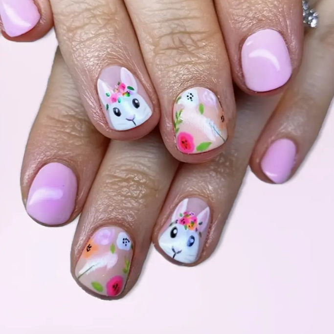 24pcs Purple Glossy Press-On Nails Set