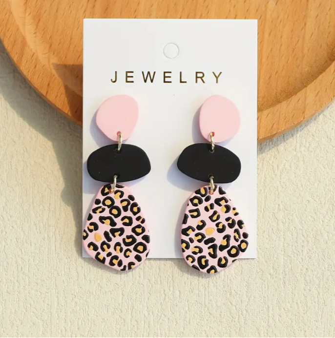 Pink Leopard Print Earrings