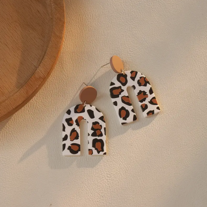 Leopard Print Acrylic Drop Earrings