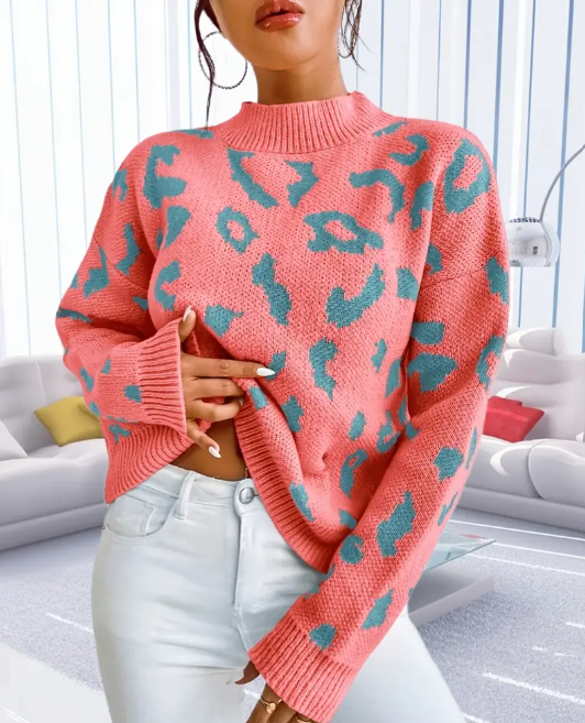 Pullover Sweater - Leopard Print