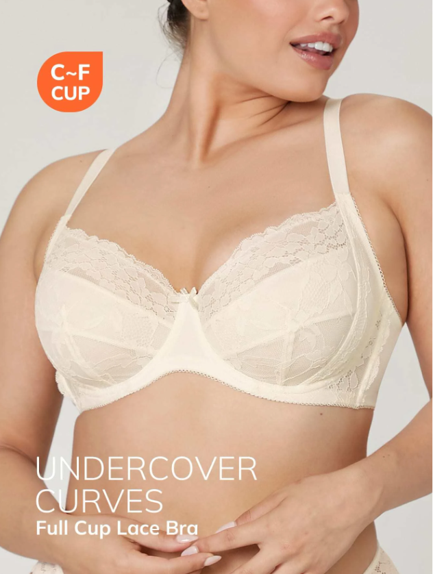 LUVLETTE Full Coverage Support &amp; Breathable Underwire Unlined Minimizer Lace Bra