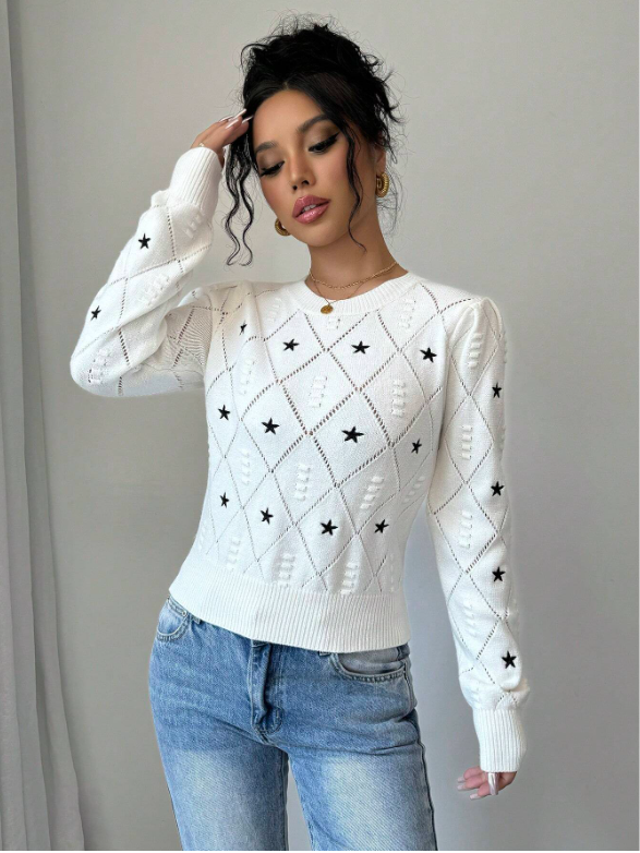 CHIQUEASE Star Pattern Sweater