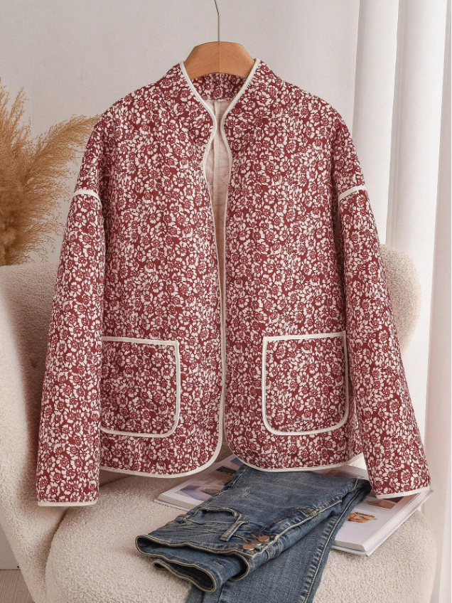 Floral Print Loose Fit Winter Jacket