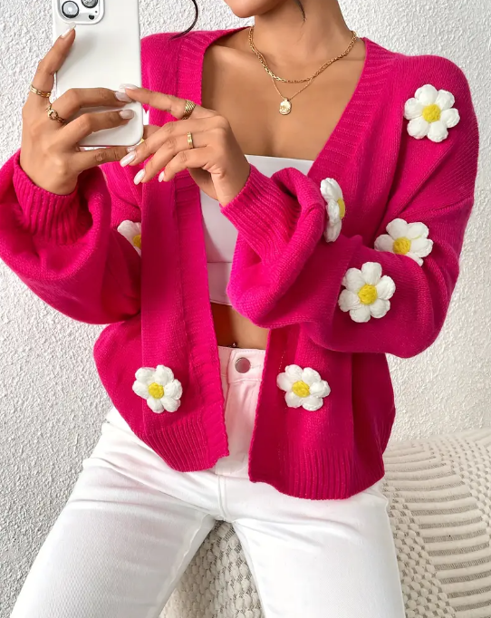 Chic Floral V-Neck Cardigan