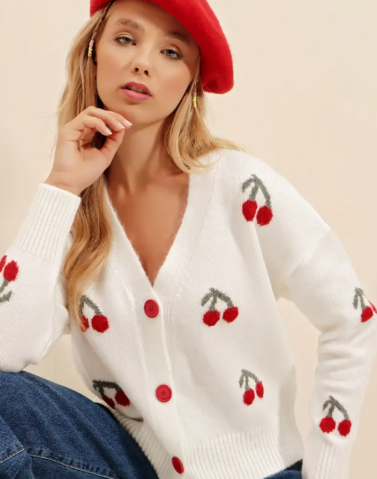 Cherry Print Cardigan