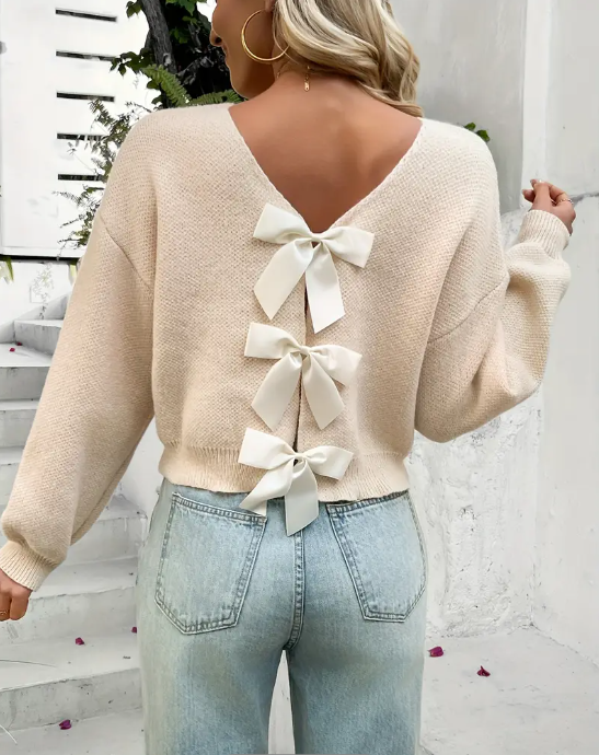 Chic Bow-Knot Long Sleeve Sweater