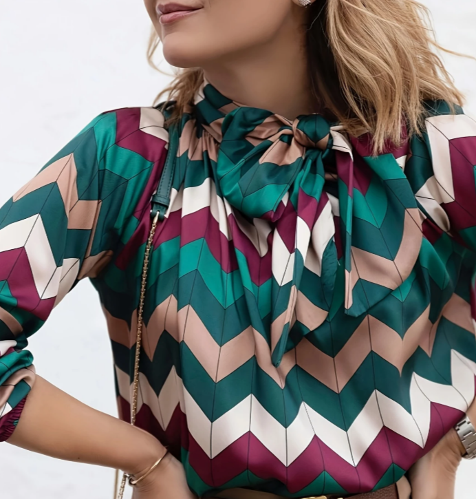 Chevron Print Long Sleeve Top