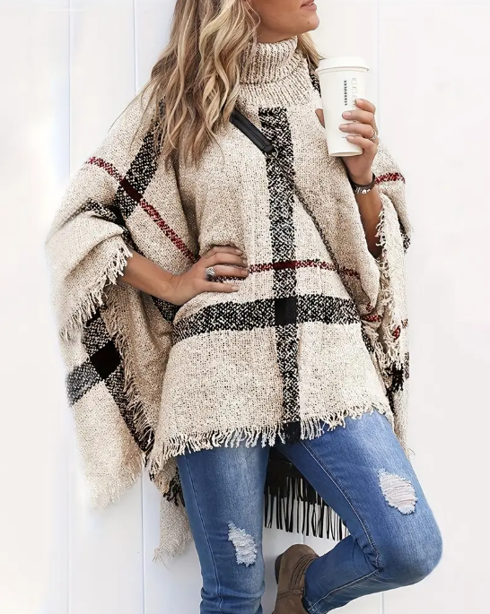 Plaid Pattern Knit Sweater