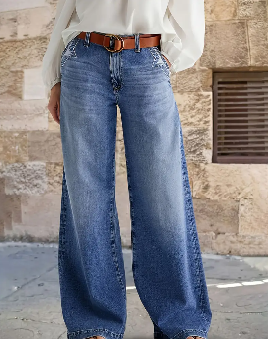 High-Waisted Straight Leg Jeans