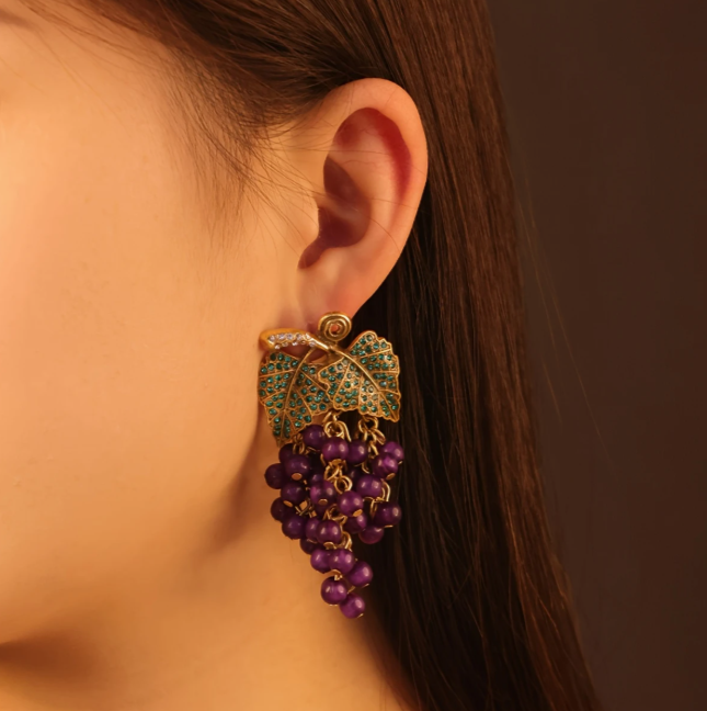 Grape Cluster Dangle Earrings