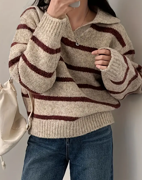 Loose-Fitting Striped Sweater