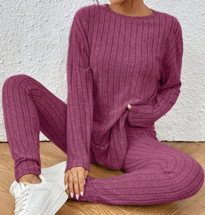 Ribbed Knit Sweater and Pants Set