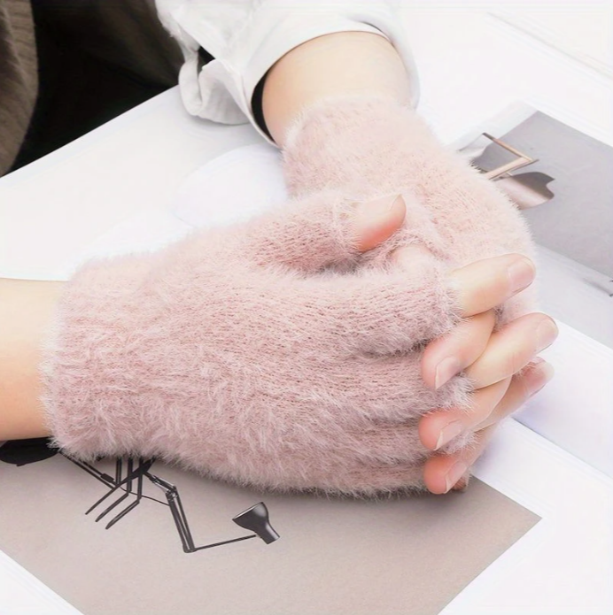 Plush Fingerless Gloves