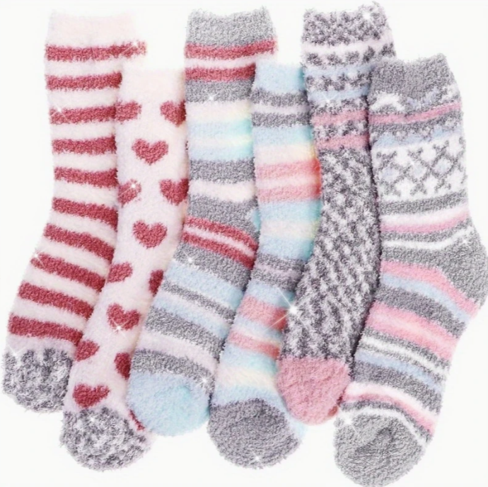 6 Pair Women&#39;s Cozy Fluffy Socks