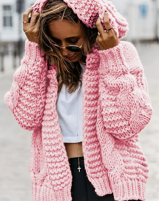 Cozy Cable Hooded Cardigan