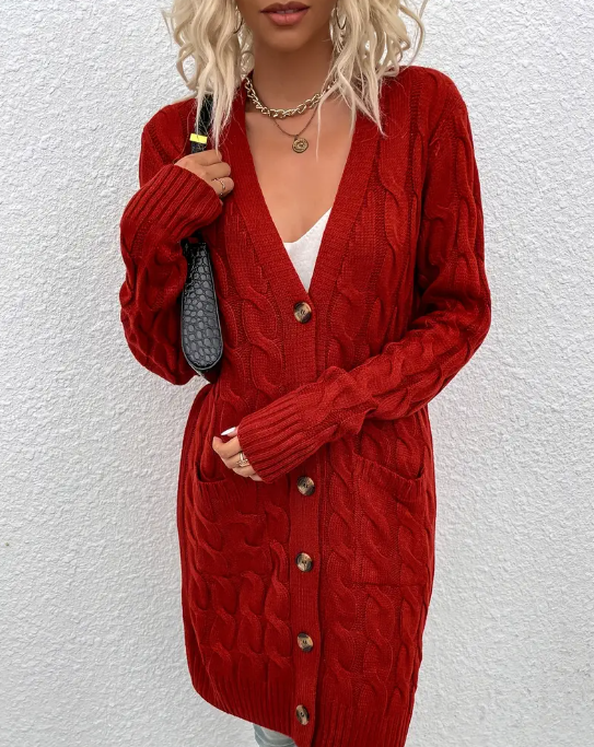 Twisted Knit Long Cardigan