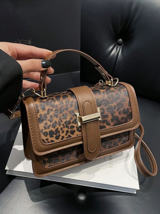 Retro Chic Leopard Print Small Square Handbag