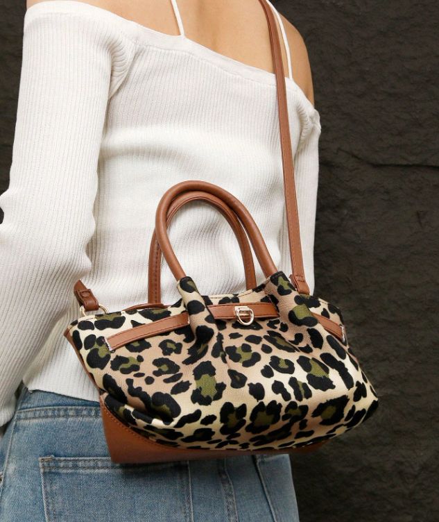 Leopard Print Toggle Handbag