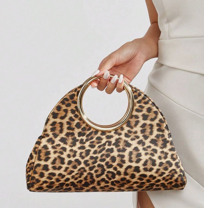 Leopard Print Fashionable Round Handle Handbag