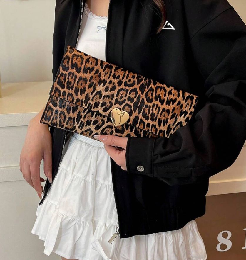 Leopard Print Clutch Envelope Bag