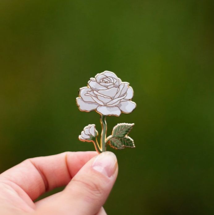 Brooch White Rose