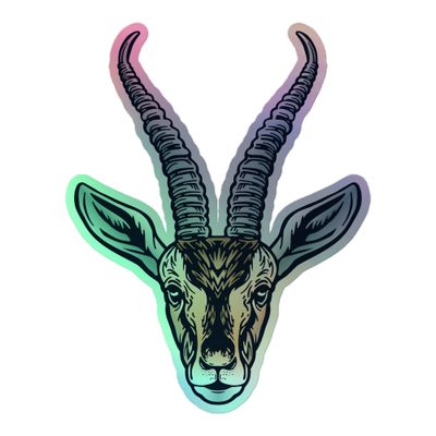 African Gazelle Portrait Holographic Stickers