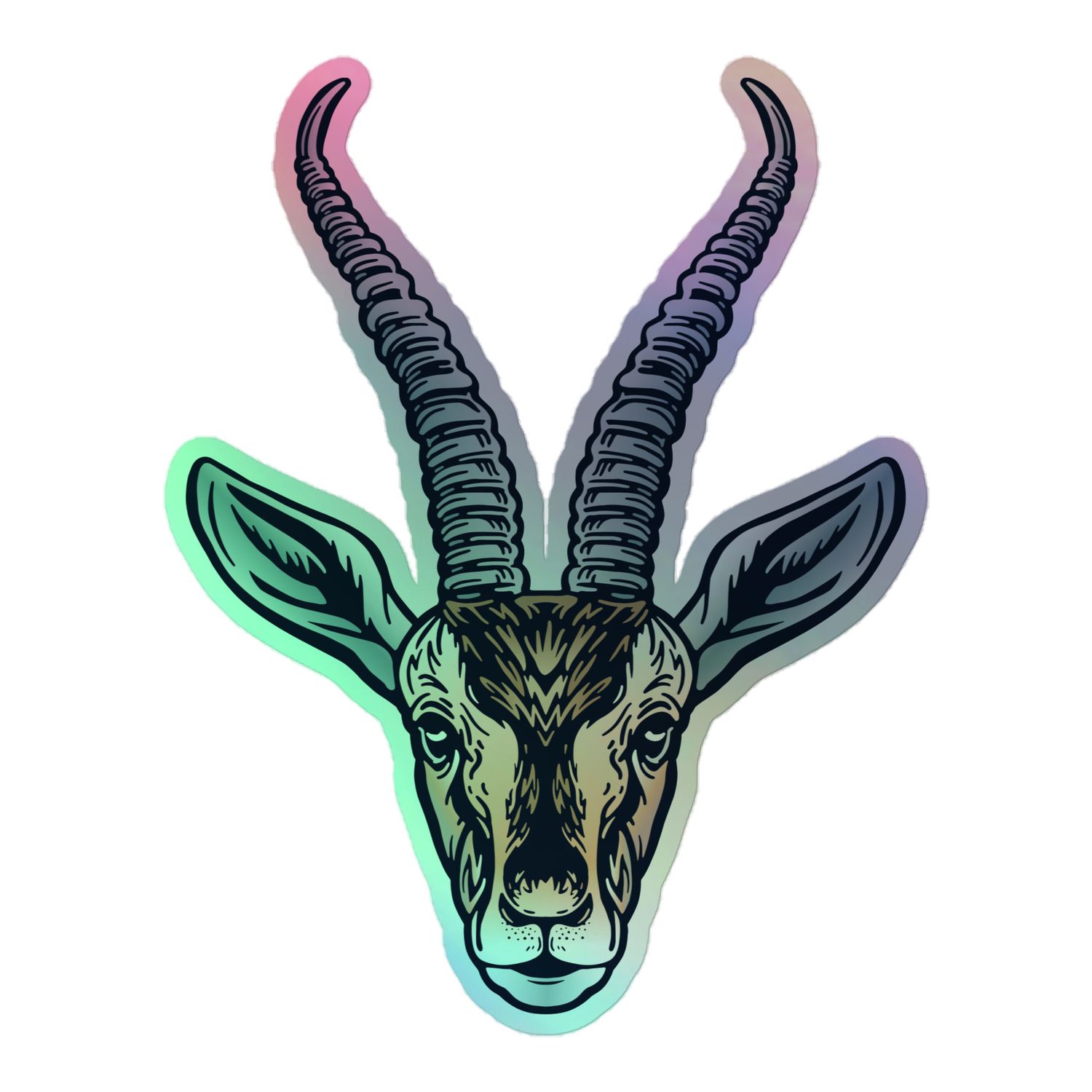 African Gazelle Portrait Holographic Stickers