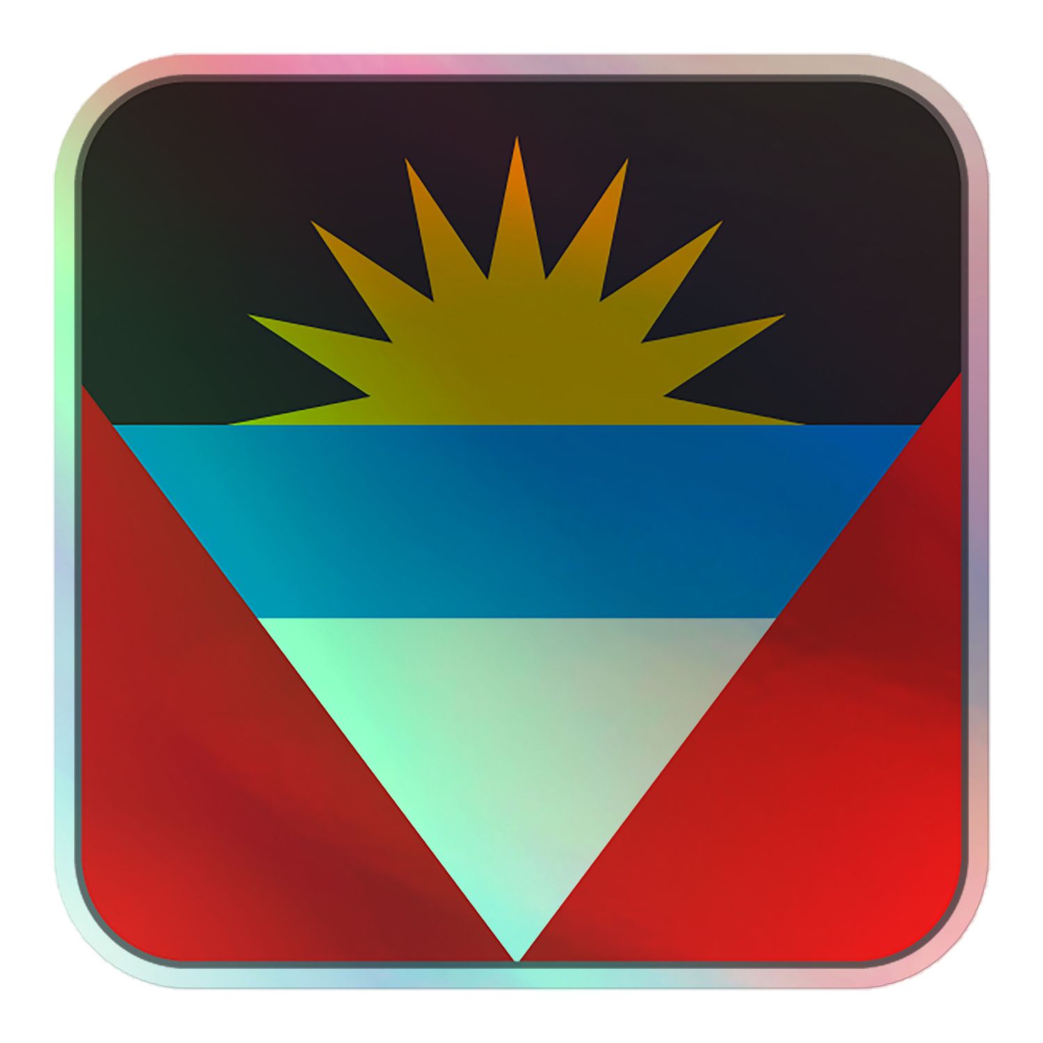 Antigua Flag Holographic Sticker